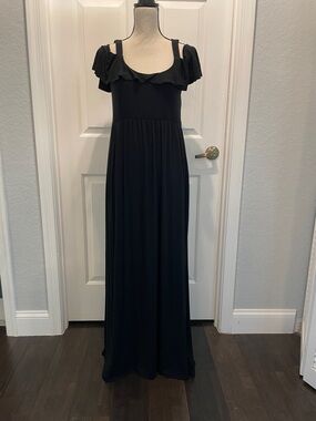 Soma Black Ruffle-Trim Maxi Dress